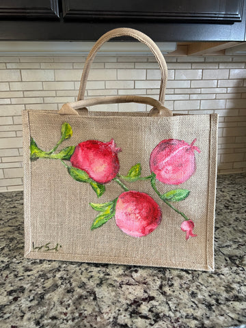 Burlap Tote Bag “granadas”