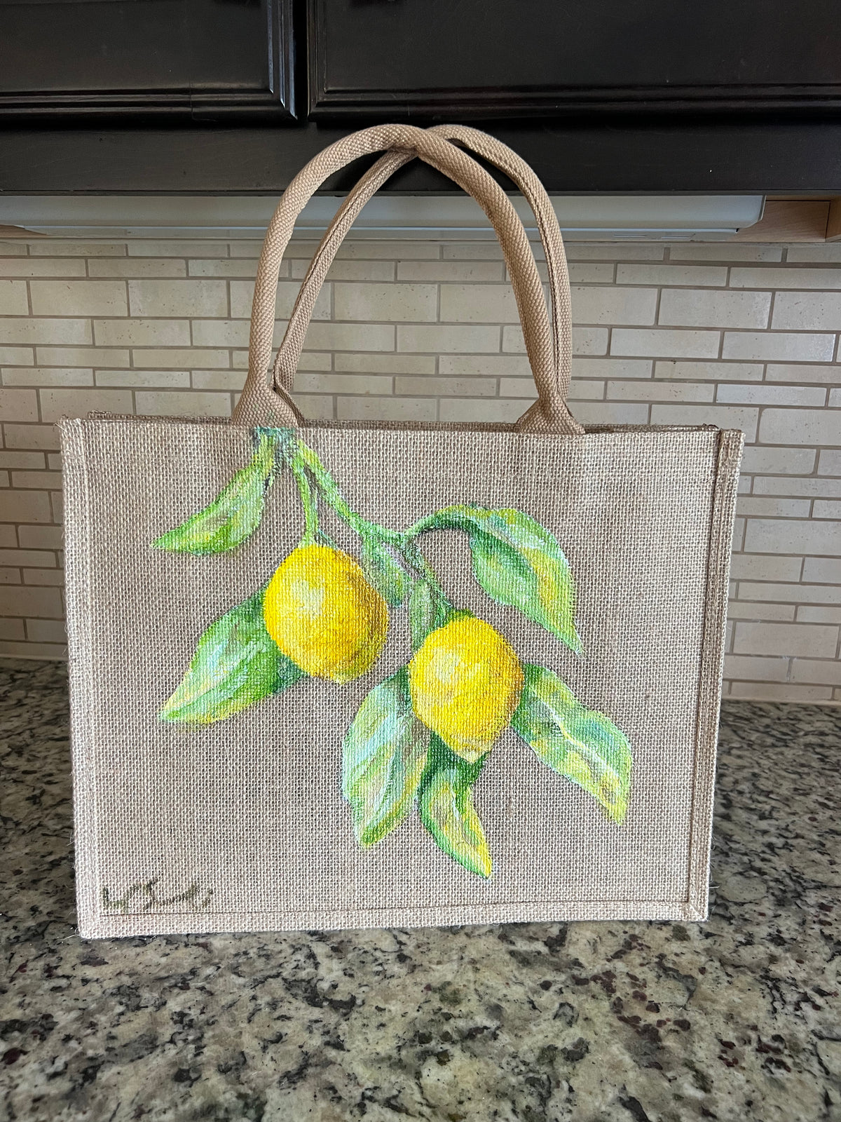 Burlap tote bag “lemons”